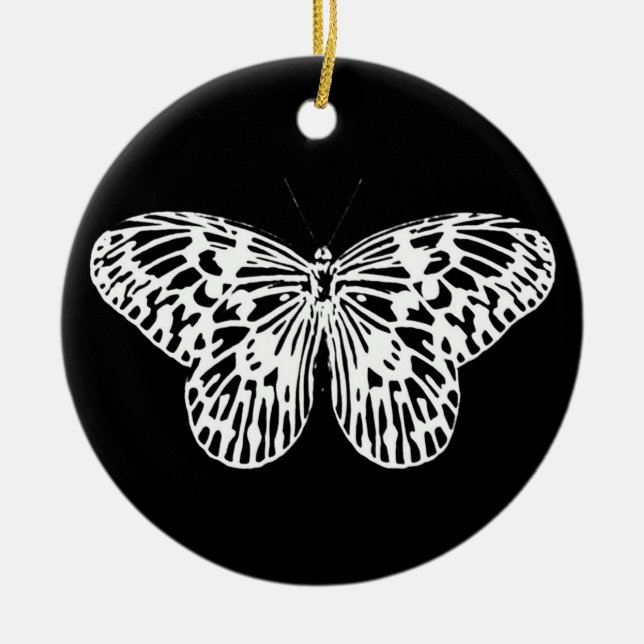 Schmetterlingskizze, weiß und schwarz keramikornament (Vorne)