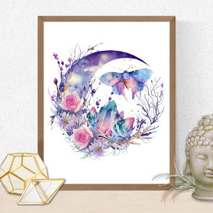 Schmetterlingskristalle Halbmondblumen Spirituell Poster
