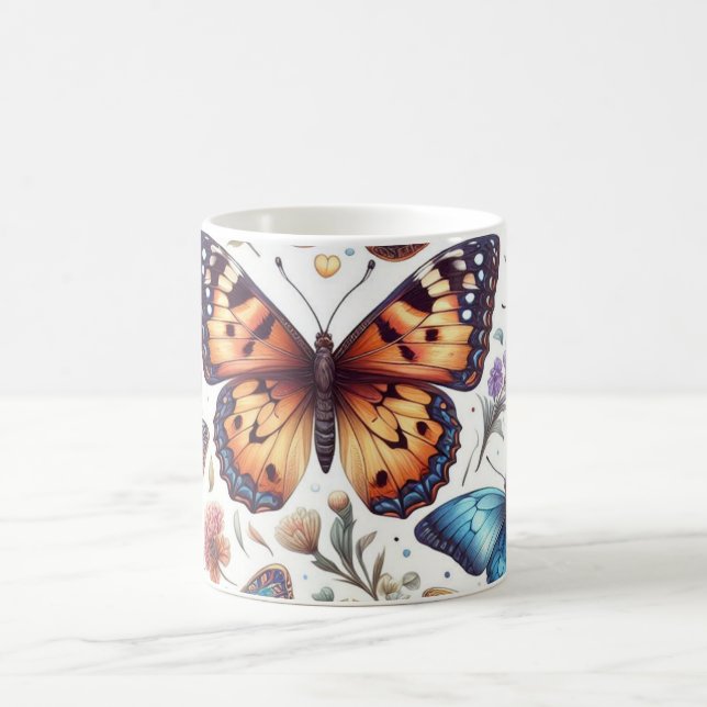 Schmetterlingskunst-Blume Kaffeetasse (Mittel)