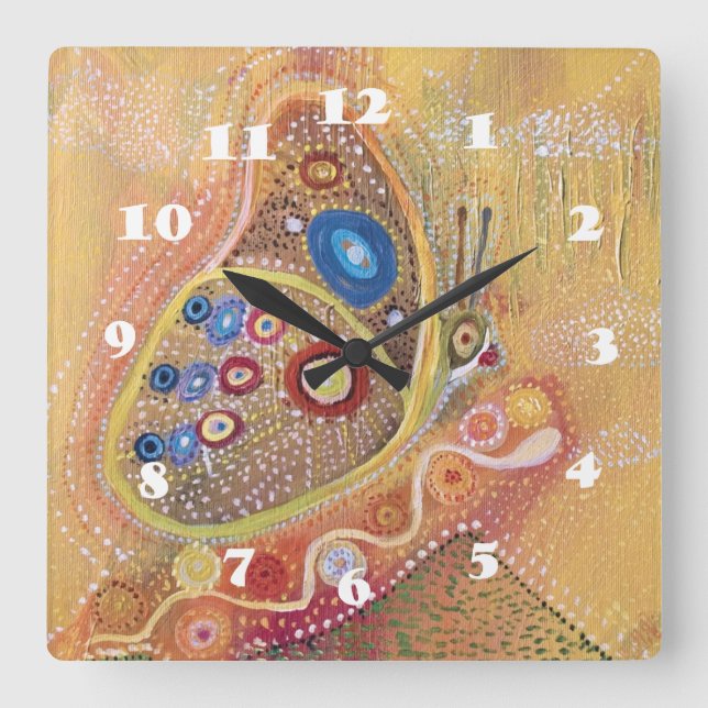 Schmetterlingskunst Malkspitze Wand-Uhr Quadratische Wanduhr (Vorderseite)