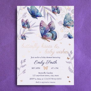 Schmetterlingsküsse & Babywünsche Baby Shower Folieneinladung