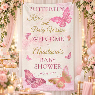 Schmetterlingsküsse und Babywünsche Mädchen Baby S Banner
