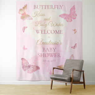 Schmetterlingsküsse und Babywünsche Mädchen Baby S Wandteppich