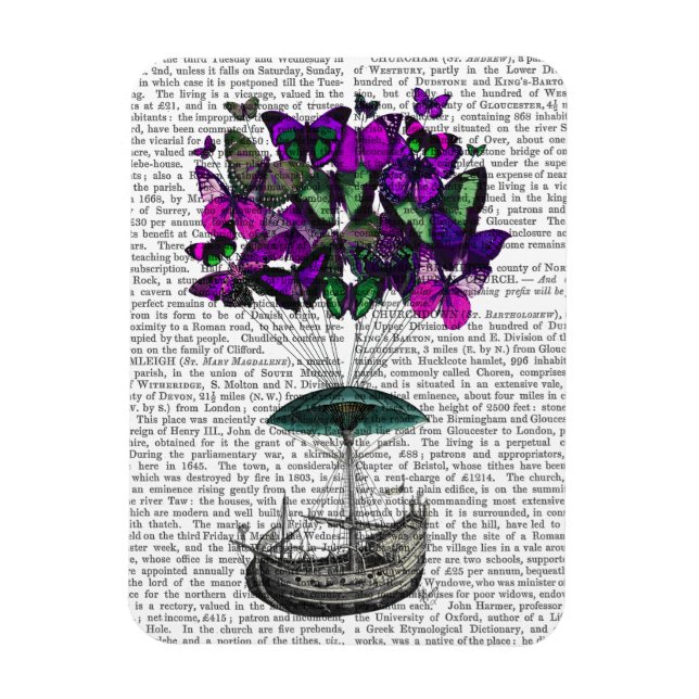 Schmetterlingsluftschiff 2 Lila und grün Magnet (Vertikal)