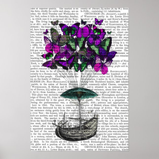 Schmetterlingsluftschiff 2 Lila und grün Poster (Vorne)