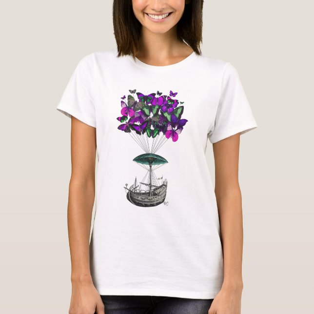 Schmetterlingsluftschiff 2 Lila und grün T-Shirt (Vorderseite)