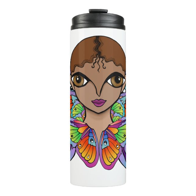 Schmetterlingsmädin Frauenspitze Thermosbecher (Vorderseite)