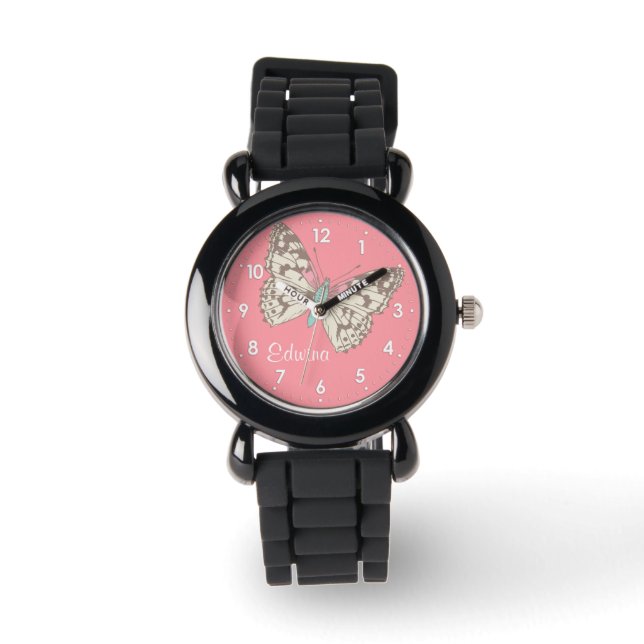 Schmetterlingsmaline Armbanduhr (Vorderseite)