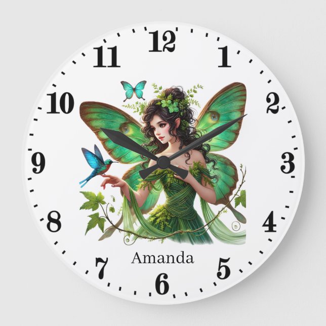 Schmetterlingsmärchen in niedlichen Zimmern Große Wanduhr (Vorderseite)
