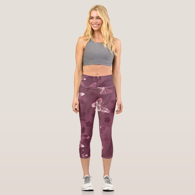 Schmetterlingsmuster 16 capri leggings (Vorderseite)
