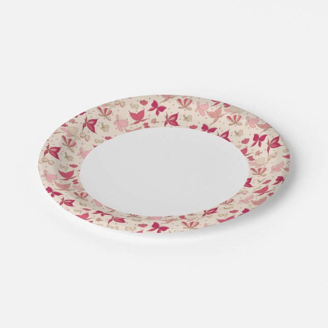 Schmetterlingsmuster 3 pappteller (Schrägansicht)