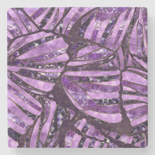 Schmetterlingsmuster - Amethyst und Gold Textur Steinuntersetzer
