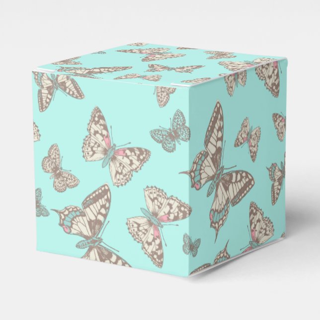Schmetterlingsmuster Aqua aquamarine Gastgeschenk  Geschenkschachtel (Vorderseite)