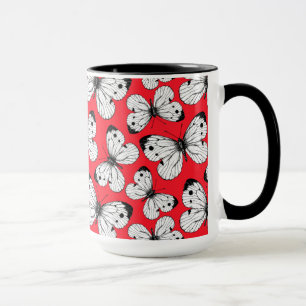 Schmetterlingsmuster aus Kohl in Rot Tasse