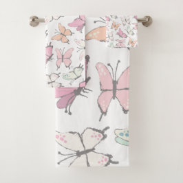 Schmetterlingsmuster Badhandtuch Set
