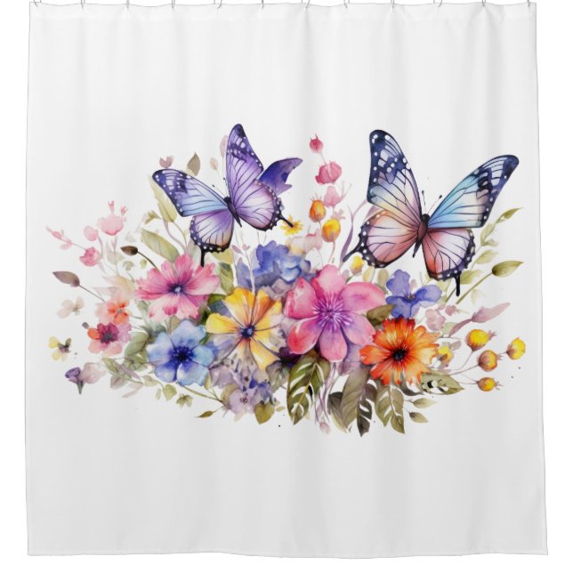 Schmetterlingsmuster der Blume Duschvorhang (Vorderseite)
