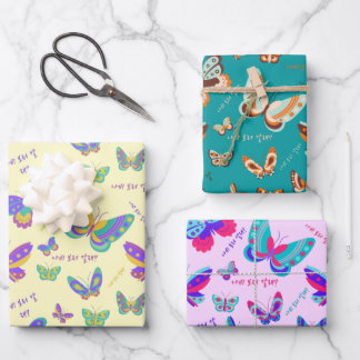 Schmetterlingsmuster Geschenkpapier Set
