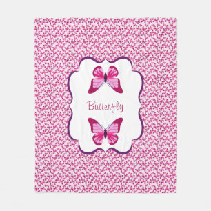Schmetterlingsmuster Hübsch Pink Lila Fleecedecke