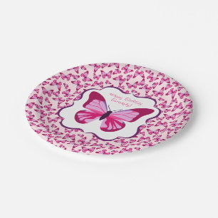 Schmetterlingsmuster Hübsch Pink Lila Pappteller