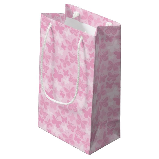 Schmetterlingsmuster Kleine Geschenktüte (Rückseite Schrägansicht)