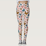 Schmetterlingsmuster Leggings<br><div class="desc">Die Leggings der Schmetterlingsmuster für die Mädchen und die Klatschfliege sind in pink,  gelb und blau auf rosa Untergrund dargestellt. Es gibt auch grüne Blätter.</div>
