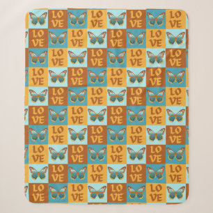 Schmetterlingsmuster-Liebe Blau und Orangen Grad Sherpadecke