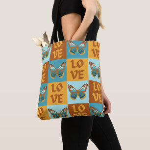Schmetterlingsmuster-Liebe   Blau und Orangen Grad Tasche