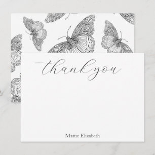 Schmetterlingsmuster mit Feder und Tinte  Dankeskarte