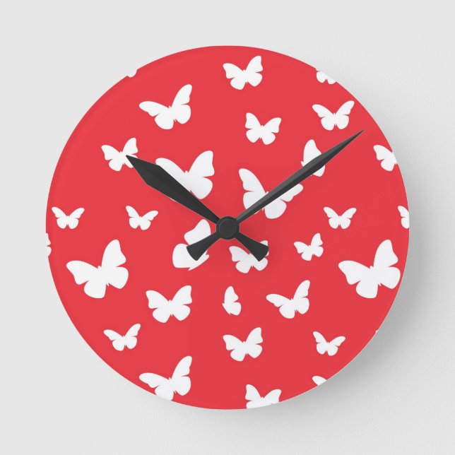 Schmetterlingsmuster Runde Wanduhr (Vorderseite)
