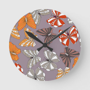 Schmetterlingsmuster Runde Wanduhr