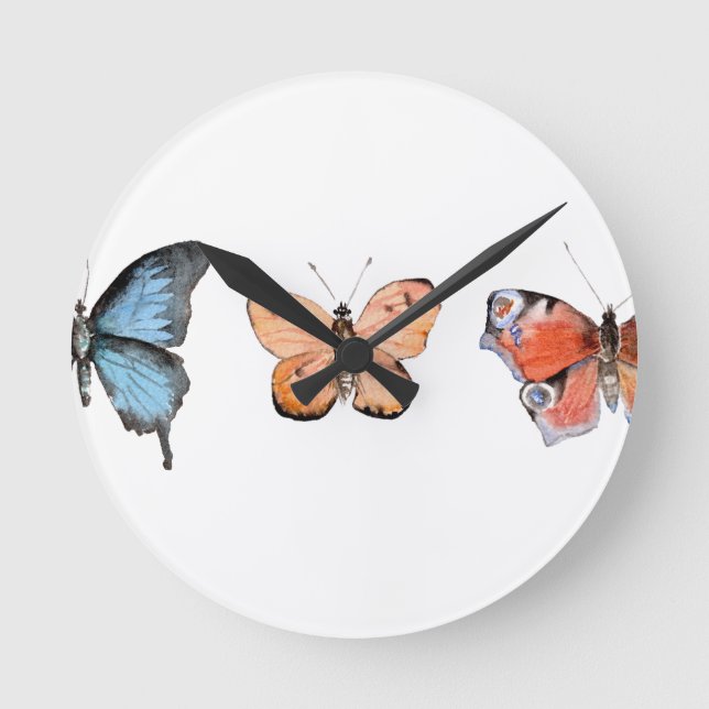 Schmetterlingsmuster Runde Wanduhr (Vorderseite)