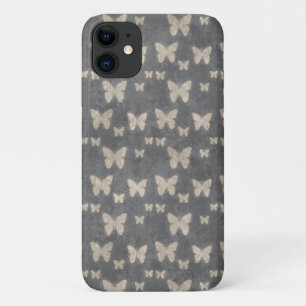 Schmetterlingsmuster, Schmetterlingsmuster, grau iPhone 11 Hülle