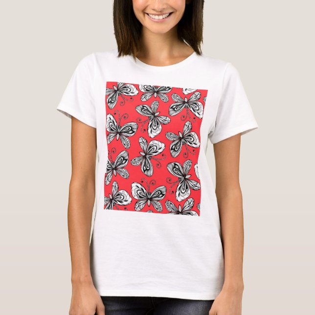 Schmetterlingsmuster T-Shirt (Vorderseite)