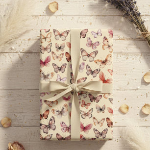 Schmetterlingsmuster Wasserfarbe Elegant Schönes G Geschenkpapier Set