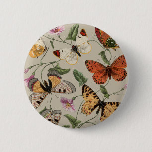 Schmetterlingsnachtfalter-Naturzeichnung Aquarell Button