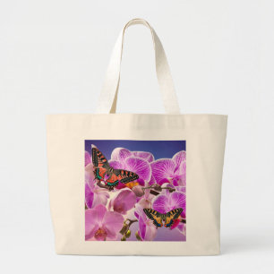 Schmetterlingsorchidee in Rosa und Lila, Aquarell Jumbo Stoffbeutel