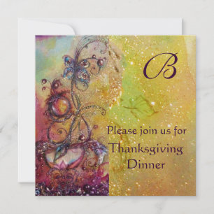 SCHMETTERLINGSPFLANZE MONOGRAMM Thanksgiving-Dinne Einladung