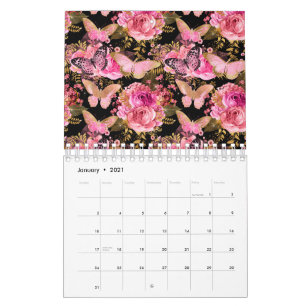 Schmetterlingsrosengarten Floral Blume Cute Ästhet Kalender
