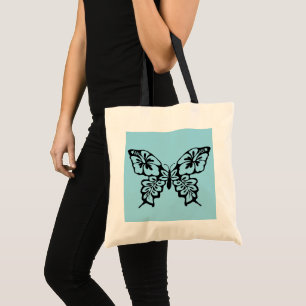 Schmetterlingsschablone auf Blau Tragetasche