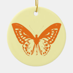 Schmetterlingsskizze, gelb und orange keramik ornament