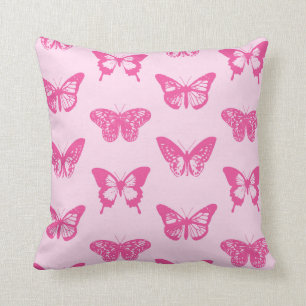 Schmetterlingsskizze, hellrosa und Fuchsia Kissen
