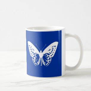 Schmetterlingsskizze, kobaltblau und weiß kaffeetasse