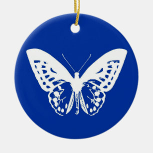 Schmetterlingsskizze, kobaltblau und weiß keramik ornament