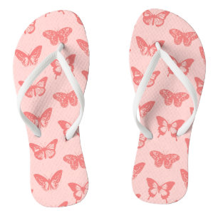 Schmetterlingsskizze, korallenrosa flip flops