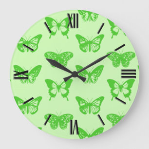 Schmetterlingsskizze, limettengrün große wanduhr