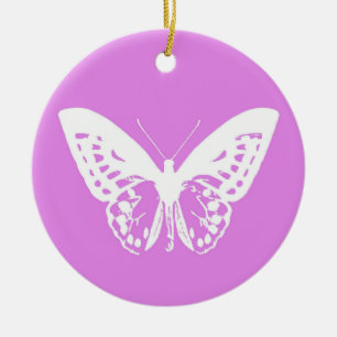 Schmetterlingsskizze, Orchidee und weiß Keramikornament