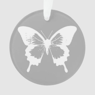 Schmetterlingsskizze, silbergrau und weiß ornament