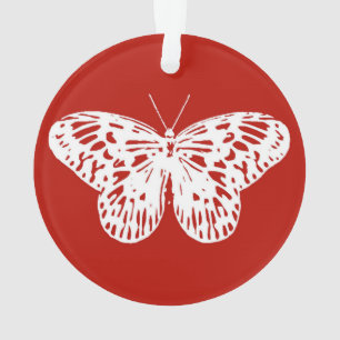 Schmetterlingsskizze, tiefrot und weiß ornament
