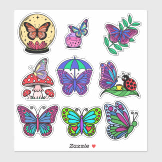 Schmetterlingsticker Pack für Kinder - farbig, wei Aufkleber