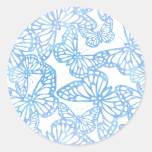 Schmetterlingsträume (blau) runder aufkleber
